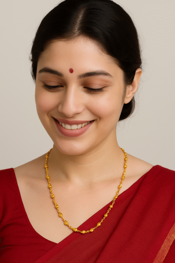 Elegant MicroGold-Plated Chain Necklace with Decorative Beads