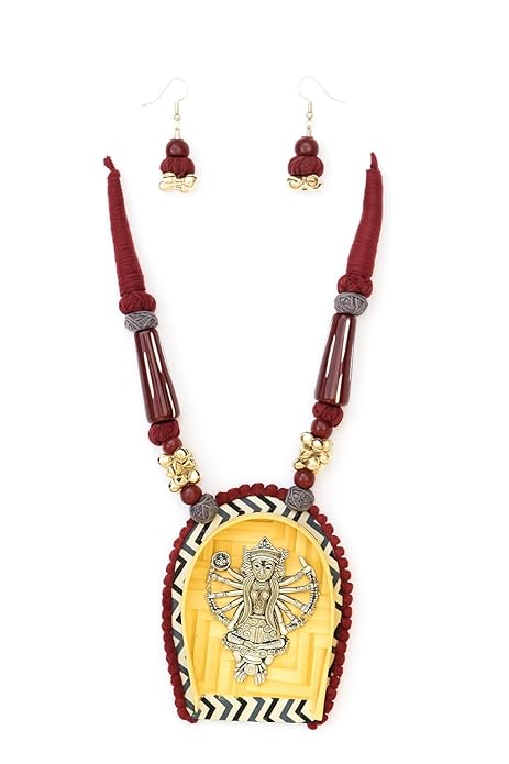 Durga Deity Pendant Necklace Set - Image 3
