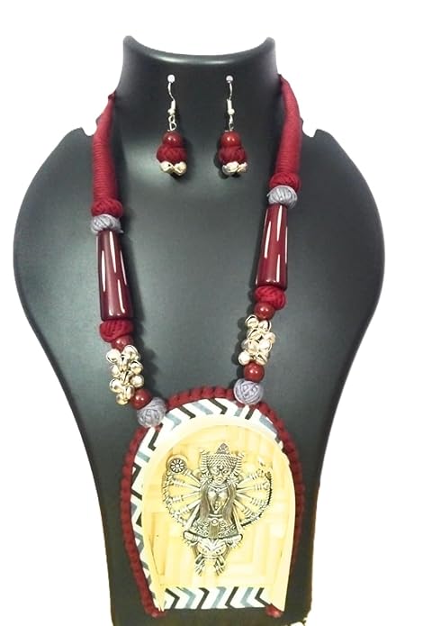 Durga Deity Pendant Necklace Set - Image 2