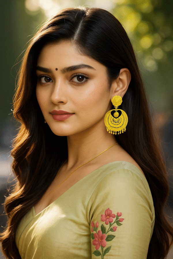 Traditional Micro Gold-Plated Chandbali Earrings, Large Crescent Design with Intricate Filigree Pattern and Beaded Drops